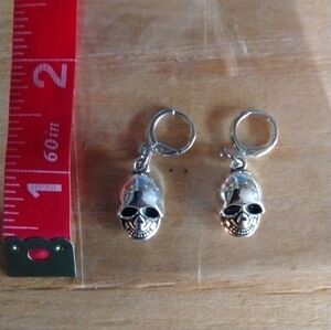 Silver Skull Hoop Earrings